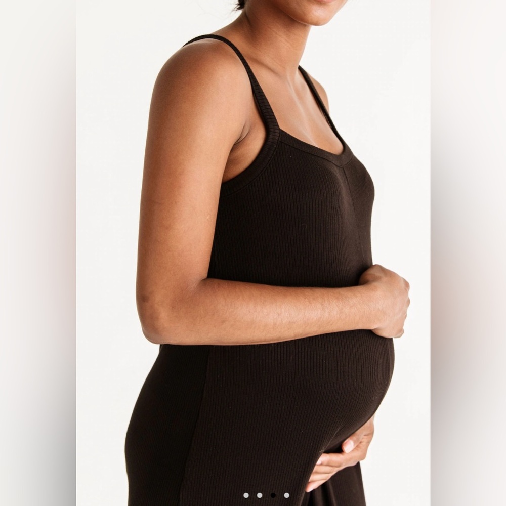Storq Ribbed Maternity Bump Jumpsuit Black- Size S